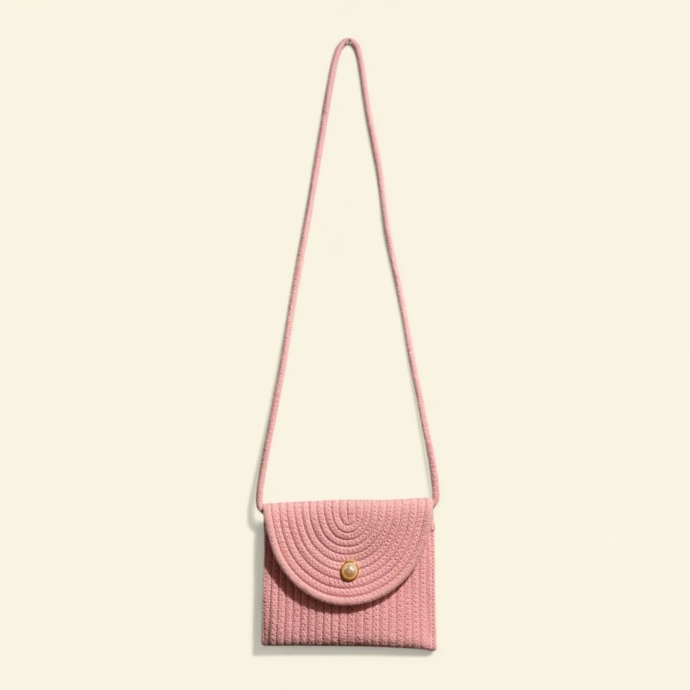 Vintage Pink Woven Crossbody Bag